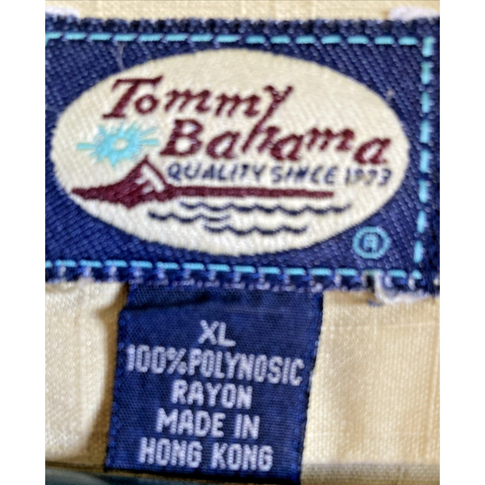 Tommy Bahama Shirt Mens XL Ivory 100% Polynosic Rayon Embroidered Golf Back - Picture 3 of 16